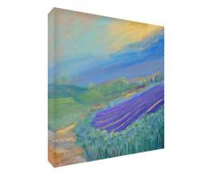 Feel Good Art VJ-LAVENDERFIELD1010-15IT Lavendelfelder Wandbild auf Leinwand, Rurale Landschaft Impressionist des Künstlers Val Johnson 38 x 38 cm Mehrfarbig