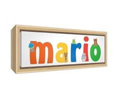Little Helper Kunstdruck auf gerahmter Leinwand Holz natur, Position personalisierbar mit Namen kinderleicht Mario 34 x 88 x 3 cm mehrfarbig
