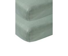 Meyco 564222 Jersey Spannbetttuch, 2er-Pack, 60x120 cm (Kinderbett), 100% Baumwolle Stone Green