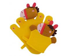 Bieco 04004089 - Waschhandschuh Set Pferdchen Jana mit Baby, ca. 27 x 22,5 x 2 cm