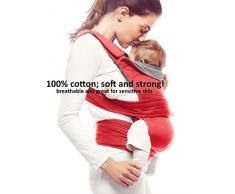 Wallaboo Babytrage Ease, Kompakte Bauch und Hüfttrage, Praltische Ergonomische Baby- und Kindertrage, Geeignet für Neugeborene, 2 Tragepostionen, 100% Baumwolle, Farbe: Rot