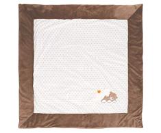 Nattou Krabbeldecke Bär Basile für das Laufgitter, 100 x 100 cm, Mia und Basile, Weiß gepunktet/Braun