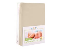 Julius Zöllner Jersey Spannbetttuch Doppelpack für das Kinderbett, Gr. 60x120 / 70x140, sand & weiß