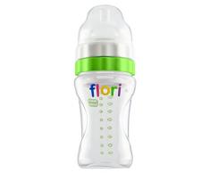 Flori Babyflasche für Unterwegs, Mix und Go ! Optimal für Nachtfütterung, Trinkflasche mit Sauger, BPA frei, Anti Kolik Trinksauger, 100% Made in Germany, 300 ml, grün