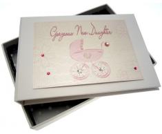 White Cotton Cards New Tochter Tiny Fotoalbum (Rosa Kinderwagen)