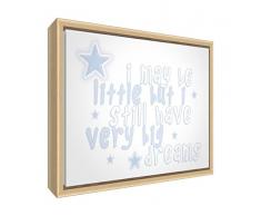 Feel Good Art eco-printed und gerahmt Kinderzimmer Leinwand mit Natur massiv Holzrahmen (64 x 44 x 3 cm, große, weiche Blau, I may be Little But I Have Very Big Dreams)