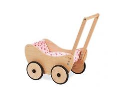 Pinolino Puppenwagen Trixi, aus Holz, inkl. Bettzeug und Bremssystem, Lauflernhilfe mit gummierten Holzrädern, für Kinder von 1 – 6 Jahren, natur