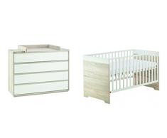 Schardt 10 962 28 00 Sparset Mick, Kombi-Kinderbett und Wickelkommode mit Wickelaufsatz, 70 x 140 cm, weiß