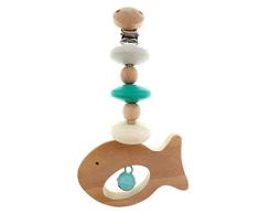 Hess Holzspielzeug 12818 - Wagenhänger Fisch, Mini Trapez aus Holz, für Babys ab 0 Monaten, Mehrfarbig, ca. 20 x 7 x 3,5 cm