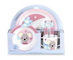 Sterntaler Geschirr-Set Mabel, Teller, Schale, Tasse, Löffel, Gabel, Alter: Für Babys ab 6 Monaten, Rosa/Mehrfarbig