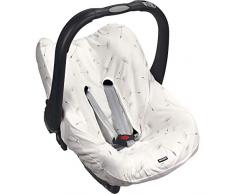 Original Dooky Seat Cover Schonbezug Dandelion für Babyschale Universalgröße geeignet für 3 und 5 Punkt Gurtsystem Autositz, für Altersgruppe 0+, weiß