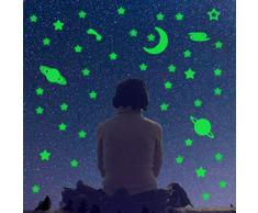 Leuchtet im Dunkeln, Stern-Aufkleber, 230 Stück selbstklebende Wandtattoos, Galaxie, leuchtendes Stern, Mond, Komet, Dekoration, für Kinderzimmer, Decke