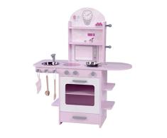 roba Spielküche, Holzküche rosa, Mädchen Kinderküche mit Herd, Spüle, Wasserhahn & Regal inkl. Zubehör