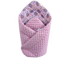 Einschlagdecke Steckkissen Minky 100% Baumwolle 75x75 cm Schlafsack doppelseitiges weich ganzjährig multifunktional antiallergisch Babys Medi Partners (graue Igel mit hellrosa Minky)