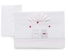 Italbaby 015.3010-0309 Bettwäsche für Kinderwagen, Bestickt, Rosa