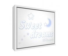 Feel Good Art eco-printed und gerahmt Nursery Leinwand, die Solide Weiß Holz Rahmen (44 x 34 x 3 cm, mittel, Soft blau, Sweet Dreams)