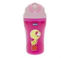 Chicco Isolierte Trinkflasche mit Silikon-Strohhalm, 18m+, 266 ml, Farbe sortiert
