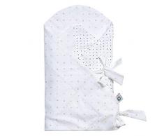 Baby Einschlagdecke GOTS zertifiziert aus BIO-Baumwolle Puckdecke Wickeldecke von Motherhood - Kleckse apricot und schwarz