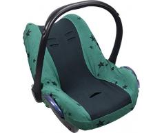 Original Dooky Seat Cover Schonbezug Green Stars für Babyschale Universalgröße geeignet für 3 und 5 Punkt Gurtsystem Autositz, für Altersgruppe 0+, grün