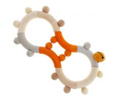 Hess Holzspielzeug 11131 - Motorikrassel Acht, Greifling aus Holz, für Babys ab 0 Monaten, nature orange, ca. 17 x 2 x 8 cm