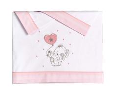 Pekebaby ELEFANTINO Rosa – Triptychon Bettwäsche Baumwolle Maxi Wiege 70 x 140 cm