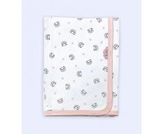 Ti TIN - weiche, saugfähige Babydecke, 80x75 cm | Krabbeldecke aus 100% Baumwolle mit doppellagigen Stoff, Babydecke fürs Auto, Wiege, Kinderwagen, Babyschale, etc, Panda-Herz-Motiv, rosa
