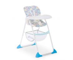 Hauck Sit’n Fold–Kinderhochstuhl ab 6 Monate, mit verstellbarer Rückenlehne und großem Korb / abnehmbares, tiefenverstellbares Essbrett – circles blue (blau grau weiß)