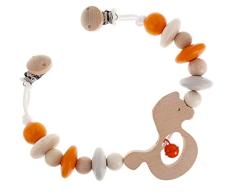 Hess Holzspielzeug 12966 - Wagenkette Pferdchen, Kette für Kinderwagen oder Babyschale, ab 0 Monaten, nature orange, ca. 49 x 7 x 3,5 cm