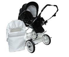 Eichhorn Buggy 419LUX-L02-AIR-STN Sportwagen mit Automatikgestell Echtledervariante mit Softtragenest, Luftrad, schwarz/weiß