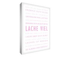 Little Helper LM128-13RG Feel Good Art Wandschmuck Leinwand im modernen typographischen Stil Lache Viel, 30 x 20 cm, hellrosa mit weiß