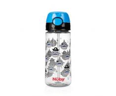 Nuby - Becher aus Tritan mit weichem Trinkhalm und Drückknopf - 530 ml- 3 Jahre+, Blue