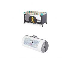 Hauck Dream’n Play Reisebett, 3-teilig, 120 x 60 cm, ab Geburt bis 15 kg, inkl. Matratze, Tragetasche, pooh geo (schwarz) + Julius Zöllner 7120100000 Reisebettmatratze Travelsoft Premium, 60 x 120 cm