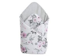 Steckkissen 100% Baumwolle 75x75cm Einschlagdecke Babyhörnchen doppelseitig weich ganzjährig multifunktional antiallergisch Babys Medi Partners (Blument und Traumfänger mit grauen Punkten)