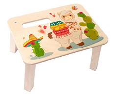 Hess Holzspielzeug 10128469 Fußbank aus Holz für Kinder, Lama, ca. 33 x 24,5 x 17,5 cm, mehrfarbig, 1200 g