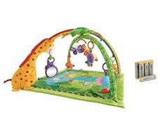Fisher-Price K4562 - Rainforest Erlebnisdecke, Baby Krabbeldecke mit Spielzeug, Musik, Lichtern und weichem Spielbogen, ab Geburt & AmazonBasics Performance Batterien Alkali, AA, 8 Stück