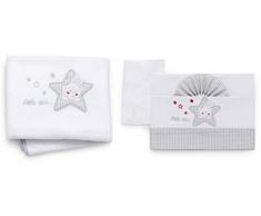 Italbaby Kinderbett Set 4 Stück, Fleecedecke Little Star Grey - 600 g