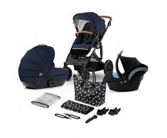 Kinderkraft Kinderwagen 3 in 1 PRIME 2020, Kinderwagenset, Kombikinderwagen, Sportwagen, Buggy und Tragewanne, Babyschale, Große Räder, Luftreifen, Bequemer Buggy-Sitz, Babyschale, Blau