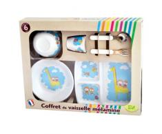 Plastorex 0945 62 Geschirr aus Melamin (Platenteller, Teller, Schale, Becher) und Besteck aus Inox (Gabel, Löffel)