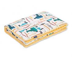Pepi Leti 685843716426 Hilfsmittel auf Weiß-Kuscheldecke Gelb Minky, Babydecke, Kinderdecke, 100 x 75 cm Decke, mehrfarbig
