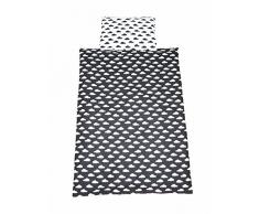 Linden 10646 Wendebettwäsche 100 x 135 plus Kissen, 40 x 60 cm, wolke/schwarz/weiß