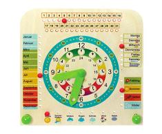 Hess Holzspielzeug 14658 - Stand - Kinderlernuhr aus Holz, ca. 25 x 25 cm