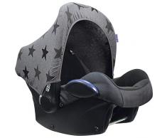 Original Dooky Hoody Sonnenschutz Sonnenverdeck für Babyschalen oder Kinderwagen (Design: Grey Stars, inkl. UV-Schutz 40+, Altersgruppe 0+, Universal geeignet für die meisten Marken)