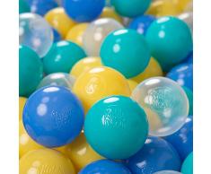 KiddyMoon 200 ∅ 6Cm Kinder Bälle Für Bällebad Spielbälle Baby Plastikbälle Made In EU, Türkis/Blau/Gelb/Transparent