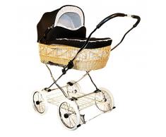 Eichhorn SEN-WN-K043-RF-EVA Weidenkorbkinderwagen mit Lederriemengestell Korb Weide Natur, EVA-Rad, Stoff schwarz