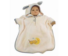 BIECO 44500003 - Baby Poncho Bademantel aus 100% Baumwolle in beige, mit Katze Mia, ca. 79 x 65 x 0,5 cm, ab 0 Monate