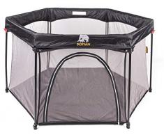Deryan 2019 Portable Playpen, Schwarz, Baby Laufgitter, faltbar und kompakt, Spannbettlaken Boden Matte, Stark und langlebig