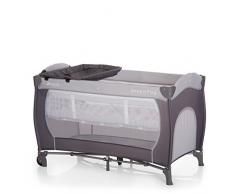 Hauck Sleep N Play Center Reisebett, 6-teiliges, ab Geburt bis 15 kg, inkl. Neugeborenen-Einhang, Schlupf, Wickelauflage, Rollen, Matratze, Tragetasche, höhenverstellbar, mobil & faltbar, stone (grau)