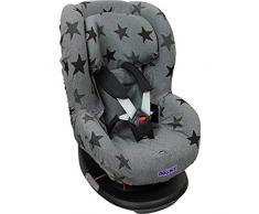 Original Dooky Grey Stars Sitzbezug für Kindersitz universale Passform für viele gängige Modelle Altersgruppe 1+ 9 - 18kg für 3 und 5 Punkt Gurtsystem, grau