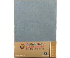 DuDu N Girlie Baumwolle Jersey Kinderbett Bett Spannbettlaken, 40 cm x 90 cm, 2-teilig, blau