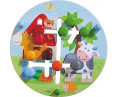 HABA 301696 - Motorikbrett Bauernhof-Welt | Holzspielzeug ab 12 Monaten | Lustiger Schiebespaß mit buntem Bauernhofmotiv